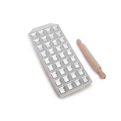 Afbeelding van Imperia Raviolamp Titania Ravioliform Made in Italy, keukenaccessoires, pastamachine van aluminium voor verse pasta, inclusief deegroller (36 klassieke ravioli)