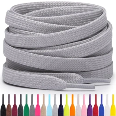 Afbeelding van Miscly Platte Schoenveters, Meerdere Lengtes en Kleuren Beschikbaar (Lichtgrijs, 91 cm)