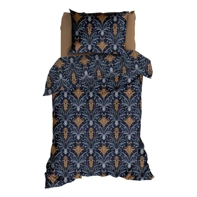Afbeelding van Satin d&#039;Or Belgravia Dekbedovertrek Eenpersoons 140x200/220 cm Blauw/Terra