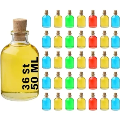 Afbeelding van 50 ml glazen mini flessen met kurk, 36 stuks, kleine flesjes om te vullen, TR fles, heldere likeurflessen (36 x ml)