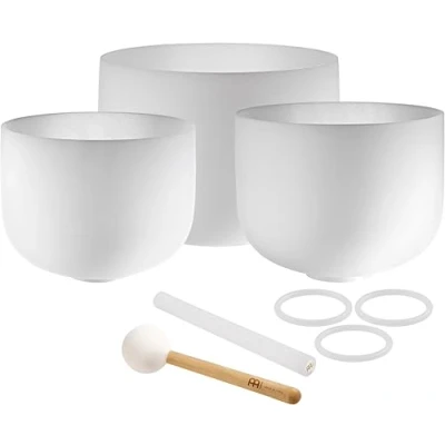 Afbeelding van Meinl Sonic Energy White Frosted Crystal Singing Bowl klankschalen set (A4, F4, C4)