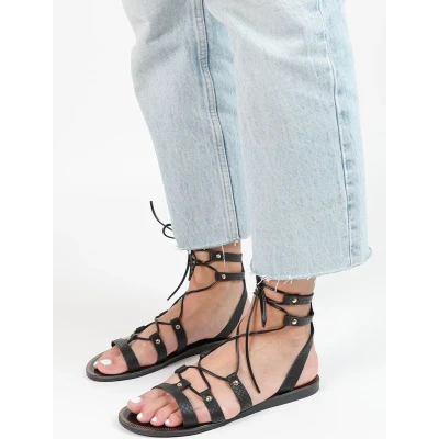 Afbeelding van Sacha Dames Zwarte leren sandalen Maat 37