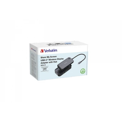 Afbeelding van Verbatim Share My Screen USB C Draadloze Monitor Adapter 1.080P