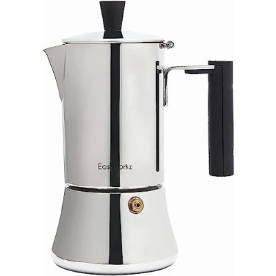 Afbeelding van Easyworkz Stovetop Espresso Maker 200ml Roestvrijstalen Moka Pot Koffiezetapparaten(Zilver)