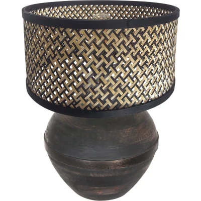 Afbeelding van Anne Lighting tafellamp Lyons zwart hout 40 cm E27 fitting 3745ZW