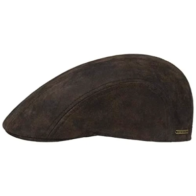 Afbeelding van Stetson Madison Leren Flatcap Heren flat hat cap zomer met klep voering voor Zomer/Winter L (58 59 cm) bruin
