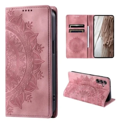 Afbeelding van CoverKingz Hoes voor mobiele telefoon Samsung Galaxy A55 5G, telefoonhoes met kaartenvak, portefeuille, case, telefoonhoes, inklapbaar motief, mandala, roze