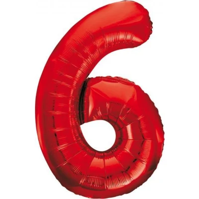 Afbeelding van Cijfer Ballon 6 Rood 86 cm