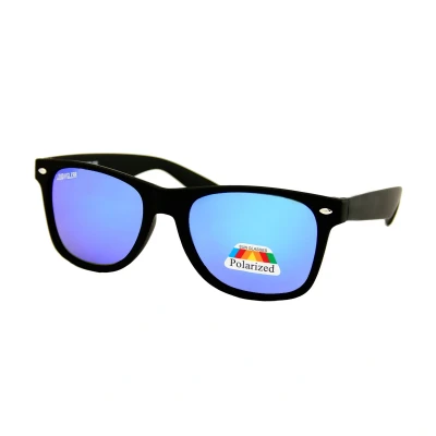 Afbeelding van LOUD AND CLEAR® Zonnebril Heren Dames Zwart Gepolariseerd Polariserend Blauw Spiegel Festival