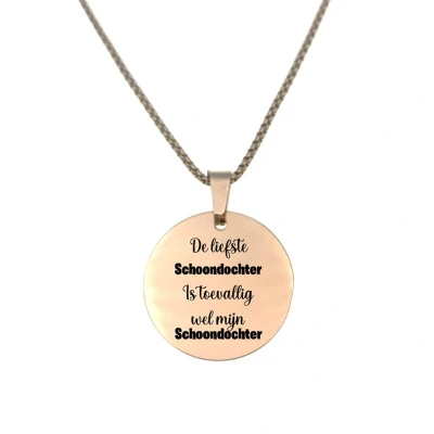 Afbeelding van Ketting RVS Rond Rosegoud De Liefste Schoondochter Is Toevallig Wel Mijn