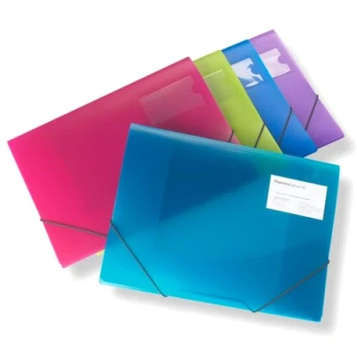 Afbeelding van Rapesco 0719 3 voudige opbergmap, A4+, heldere transparante kleuren, 5 stuks