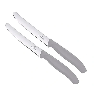 Afbeelding van Victorinox 2 stuks tafelmessen, keukenmessenset, 11 cm, Swiss Classic, ergonomische handgreep, vaatwasmachinebestendig, Limited Edition Cool Grey/grijs
