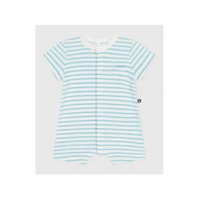 Afbeelding van Petit Bateau Kids Bara romper met streepprint in de kleur Lichtblauw, maat: 6 maanden