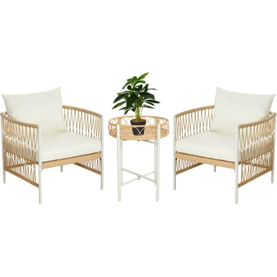 Afbeelding van Outsunny Gartenmöbel Set PE Rattan, Polyester Gelb
