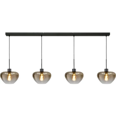 Afbeelding van Masterlight 4 lichts hanglamp Genua zwart met goud glas Ø 29cm 2971 05 160 29