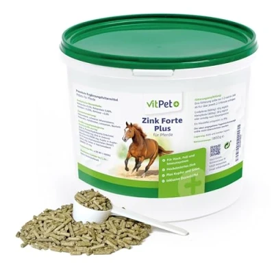 Afbeelding van VitPet+ Zink Forte Plus Premium Paarden Spullen Pellets Voor Hoge Dosis Paard Koper en Selenium Huid, Vacht Immuunsysteem 1,8 kg incl. Doseerlepel