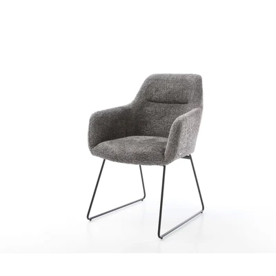 Afbeelding van Armleunstoel Pejo Flex slipframe zwart bouclé grijs