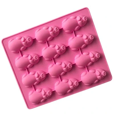 Afbeelding van Selecto Bake 12 holte Luie varkens siliconen mal, roze