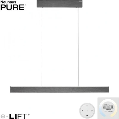 Afbeelding van Paul Neuhaus Pure E Rise Hanglamp L 120cm Grey incl. Remote