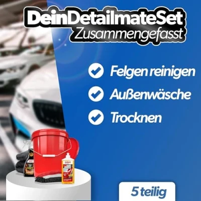 Afbeelding van Autowasset Sonax Autoshampoo, Felgenbeast velgenreiniger Detailmate: Droogdoek, washandschoen, wasemmer met deksel Autoreinigingsset voor buiten