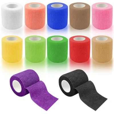 Afbeelding van Lixiluxia Crossfit tape, 12 rollen, 5 cm x 4,5 m, coohesive sportverband, zelfklevende elastische bandage voor vingers, pols, arm en enkels (kleurrijk)