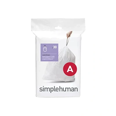 Afbeelding van simplehuman CW0160 code A maatwerk afvalzakken, vuilniszakken, 4,5 liter, pak van 30, wit plastic
