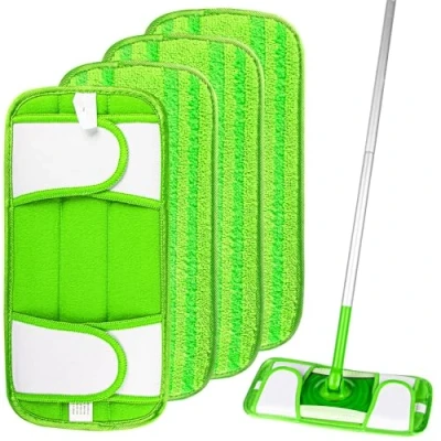 Afbeelding van AIDEA Herbruikbare microvezel dweil navulpads compatibel met Flash Speedmop, Machine Wasbare Vloer Mop Pad navullingen, dweilkop vervangingen voor multi oppervlak nat en droog reinigen, 4 stuks