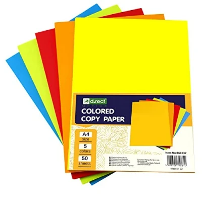 Afbeelding van D.RECT Kopieerpapier, Tonerpapier, Gekleurd A4, Printerpapier, Mix van 5 Kleuren, voor Inkjet en Laserprinters, 5x50 A4 Vellen 250
