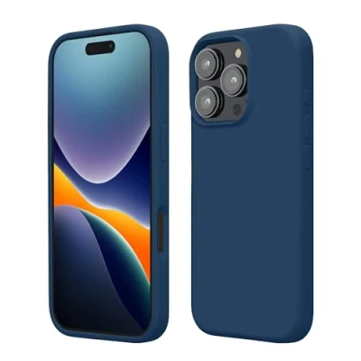 Afbeelding van kwmobile telefoonhoesje geschikt voor Apple iPhone 16 Pro Max Hoesje met siliconen coating Smartphone case in marineblauw