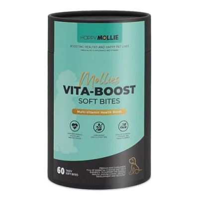 Afbeelding van Happy Mollie Vita Boost Supplement Hond Soft Bites Zachte Snack Ondersteunt Weerstand en Stofwisseling Glutenvrij Vitaminen, Mineralen Sporenelementen 60 Stuks