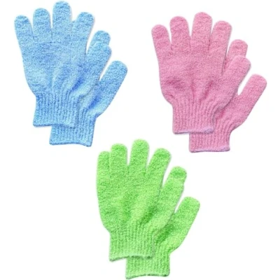 Afbeelding van 6 stuks exfoliërende handschoenen bamboe douchehandschoenen bad en lichaam exfoliator wanten schrobt ingegroeide haren dode huid weg voor douche, spa, massage celverwijderaar