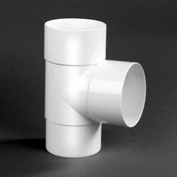 Afbeelding van PVC U T stuk 90 80 mm, lijmmof x verjonging