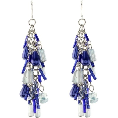 Afbeelding van Behave Blauwe oorhangers met kraaltjes