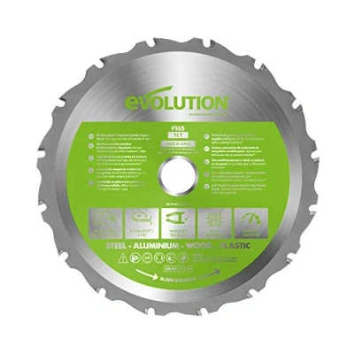 Afbeelding van Evolution Power Tools F165TCT 14T (Fury) TCT zaagblad voor meerdere materialen, zaagt hout, metaal en kunststof, 165 mm