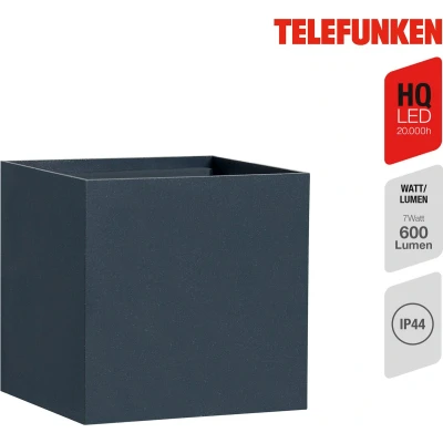 Afbeelding van TELEFUNKEN LED Buitenwandlamp Metaal Regelbare Kleppen IP44 4000K 7W antraciet