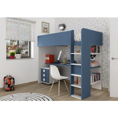 Afbeelding van Jules hoogslaper basic met bureau 90x200 Blauw