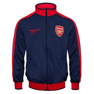 Afbeelding van Arsenal FC Heren jas track top retro OFFICIËLE voetbal cadeau, Marineblauw/rode mouw, M