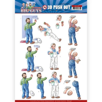 Afbeelding van Handyman Workers Big Guys 3D Push Out Sheet by Yvonne Creations