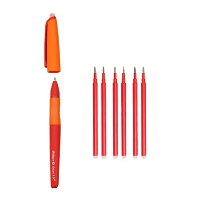 Afbeelding van Pelikan Erase 2.0 Ergonomisch uitwisbare roller met rode inkt, voor rechts en linkshandigen, navulbaar, 6 navullingen