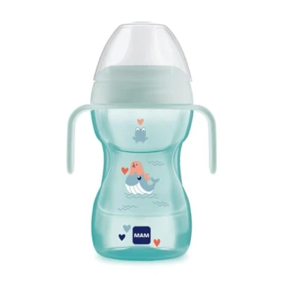 Afbeelding van MAM Fun To Drink Cup met handgrepen en stevige schenktuit, 8+ maanden, 270 ml, lichtblauw