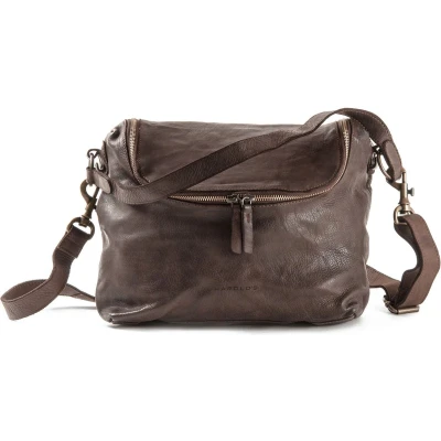 Afbeelding van HAROLD&#039;S Leren Schoudertas Submarine Zipperbag Brown Donkerbruin