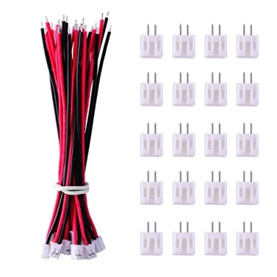 Afbeelding van 20 stuks Micro JST PH 2.0 2 pins stekkers en 10 cm rood zwart siliconen kabel draad met bus