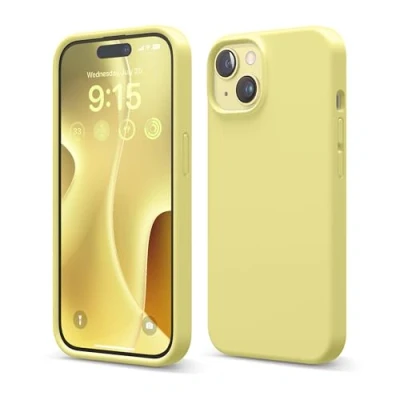 Afbeelding van elago Liquid Silicone Hoesje Compatibel met iPhone 15 Case, Premium Siliconen, Full Body Beschermhoes [4 Lagen Schokbestendige Structuur], Anti Kras Zachte Microvezel Voering (Geel)