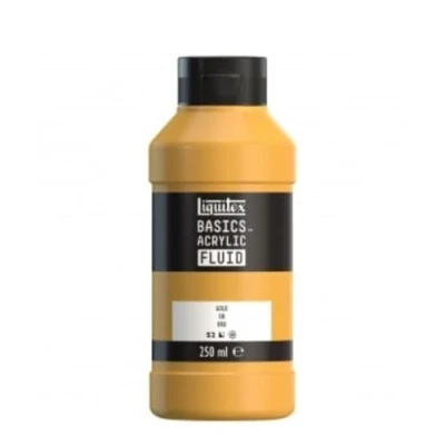 Afbeelding van Liquitex 8870430 Basics Fluid acrylverf met vloeiende consistentie, sneldrogend, lichtecht, waterbestendig, op waterbasis, 250 ml fles goud