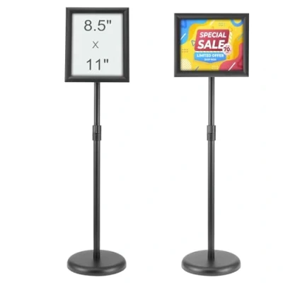 Afbeelding van VEVOR Houder voor voetstukborden, 20 x 27 cm verticaal en horizontaal verstelbare posterstandaard, zware staande bordhouder met ronde basis weergave, reclame buiten, zwart