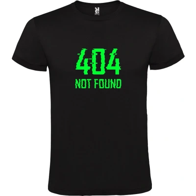 Afbeelding van Zwart T Shirt met “ 404 not found logo neon Groen Size XL