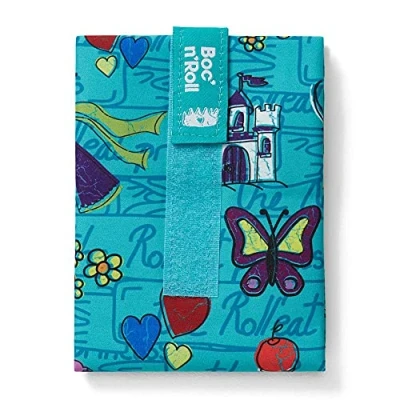 Afbeelding van Roll&#039;eat ® Boc&#039;n&#039;Roll Kids Herbruikbare Ecologische Boterhamzak zonder BPA, Turquoise Prinses Waterdicht, Vlek bestendig, Gemakkelijk Te Reinigen Machine wasbaar
