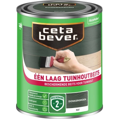 Afbeelding van Cetabever Een Laag Tuinhoutbeits Donkergroen 750 ML