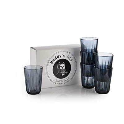 Afbeelding van Set van 6 hoogwaardige drinkglazen, 0,15 liter, Tritan kunststof, BPA vrij, kristalglas look, onbreekbare herbruikbare glazen, herbruikbaar en vaatwasmachinebestendig, 150 ml, grijs