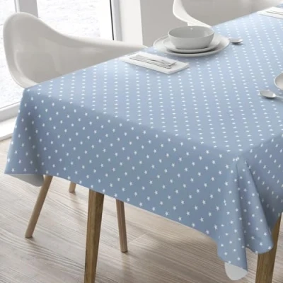 Afbeelding van Home Direct Rechthoekig tafelzeil PVC afwasbaar tafelkleed (140 x 240 cm, blauw)